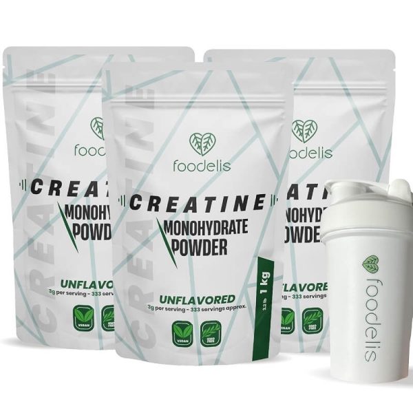 creatina monohydrato foodelis 3kg + shaker