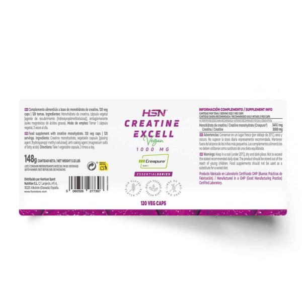 creatina monohydrato hsn pack 2 x 120 capsulas creapure pastillero semanal