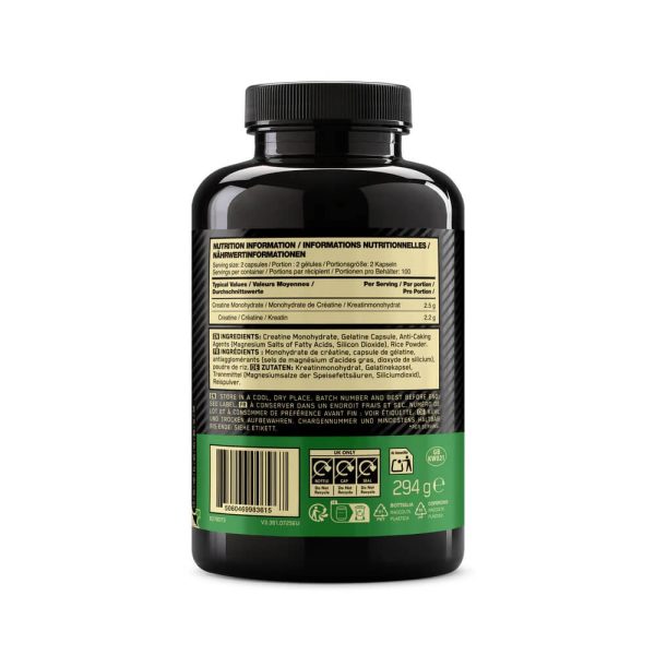 creatina monohydrato optimum nutrition 200 capsulas