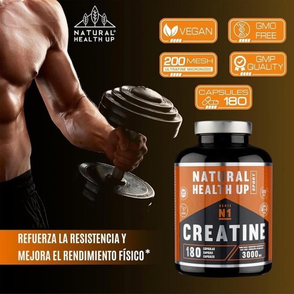 creatina monohidrato natural health up 180 capsulas